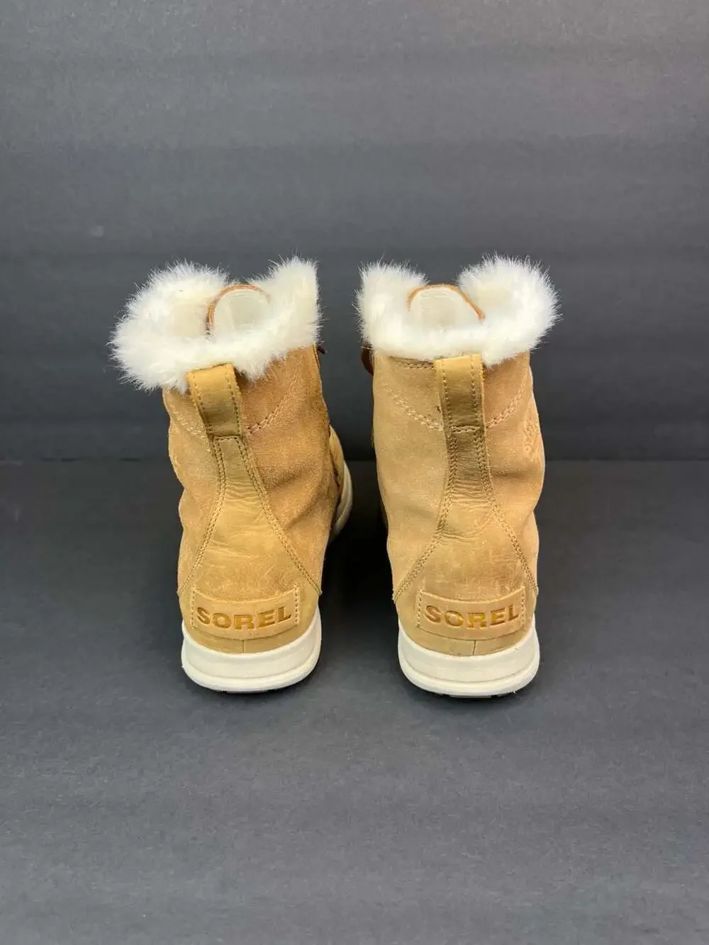 Sorel Women's Explorer Joan Waterproof Suede Winter Boots, Camel Brown Sz 8.5